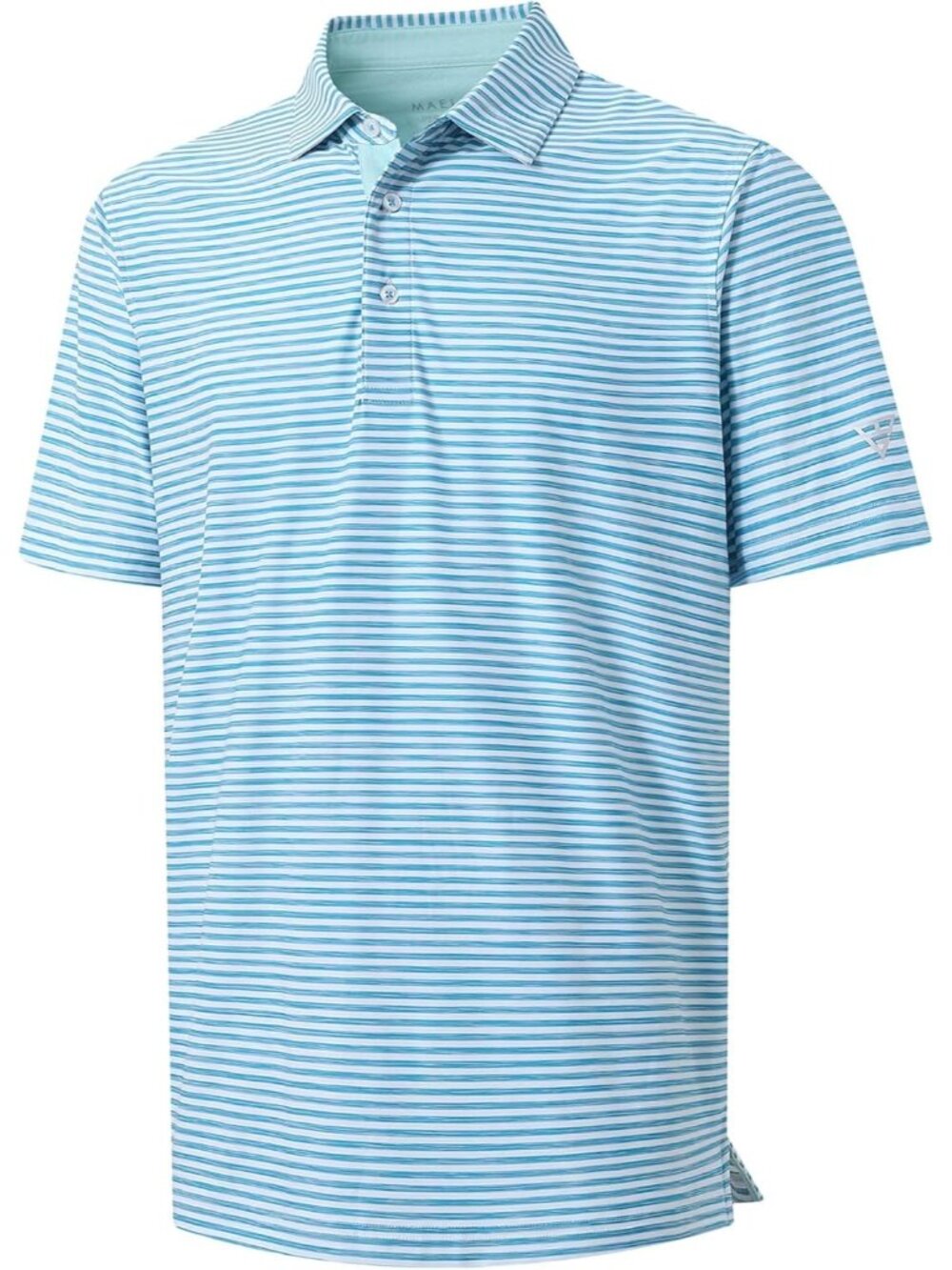 Mens Bluebird White Dry Fit Striped Polo Shirt Short Sleeve Moisture Wicking